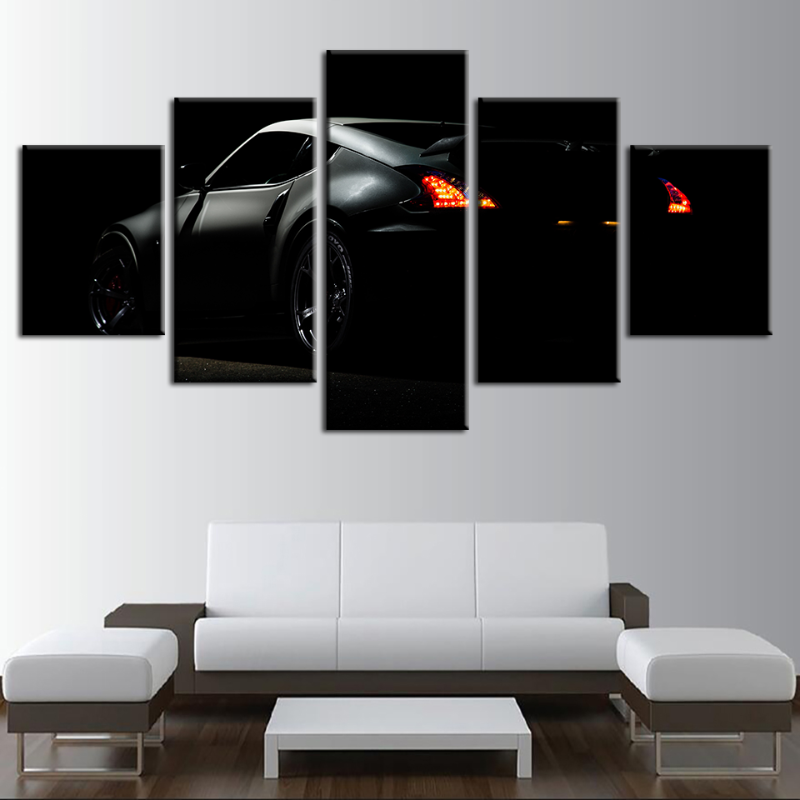 5-teilige Scheinwerfer Nahaufnahme Rote Metallic Auto - Canvas Wandkunst Malerei
