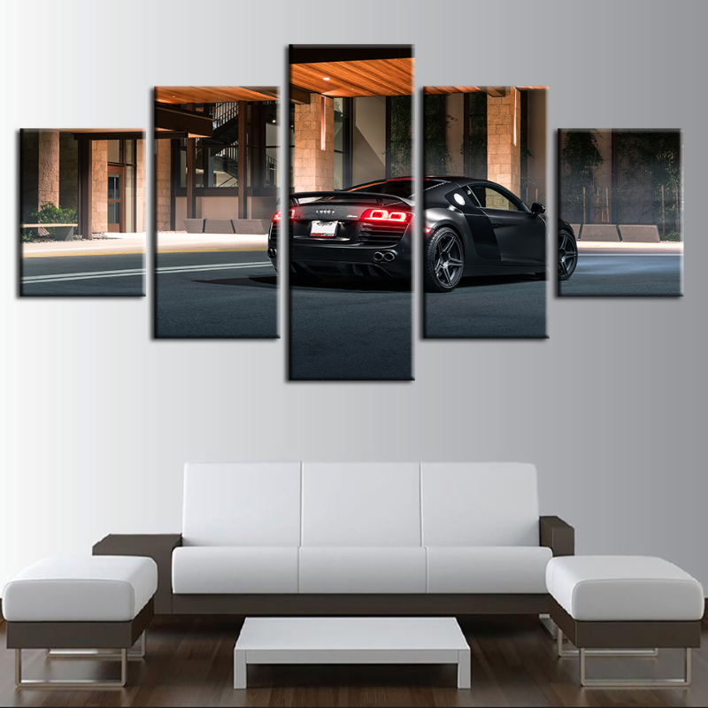 5 Teile Klassisches Schwarzes Metallisches Auto - Leinwand Wandkunst Gemälde