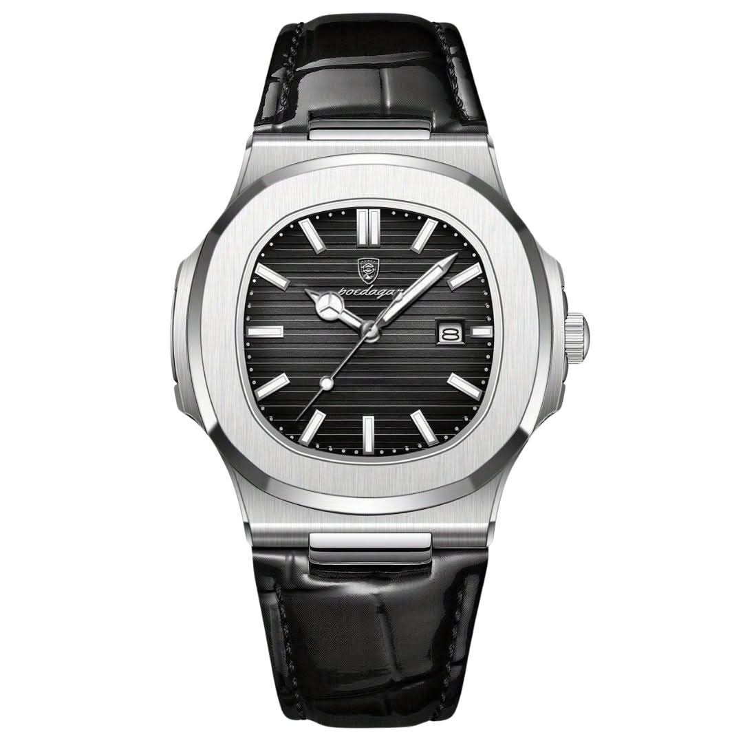 Herren-Armbanduhr aus Edelstahl mit Quarzwerk und Datumsanzeige