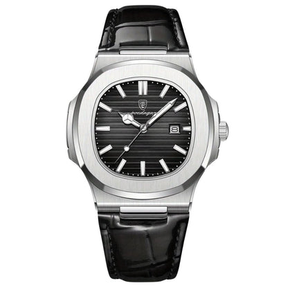 Herren-Armbanduhr aus Edelstahl mit Quarzwerk und Datumsanzeige