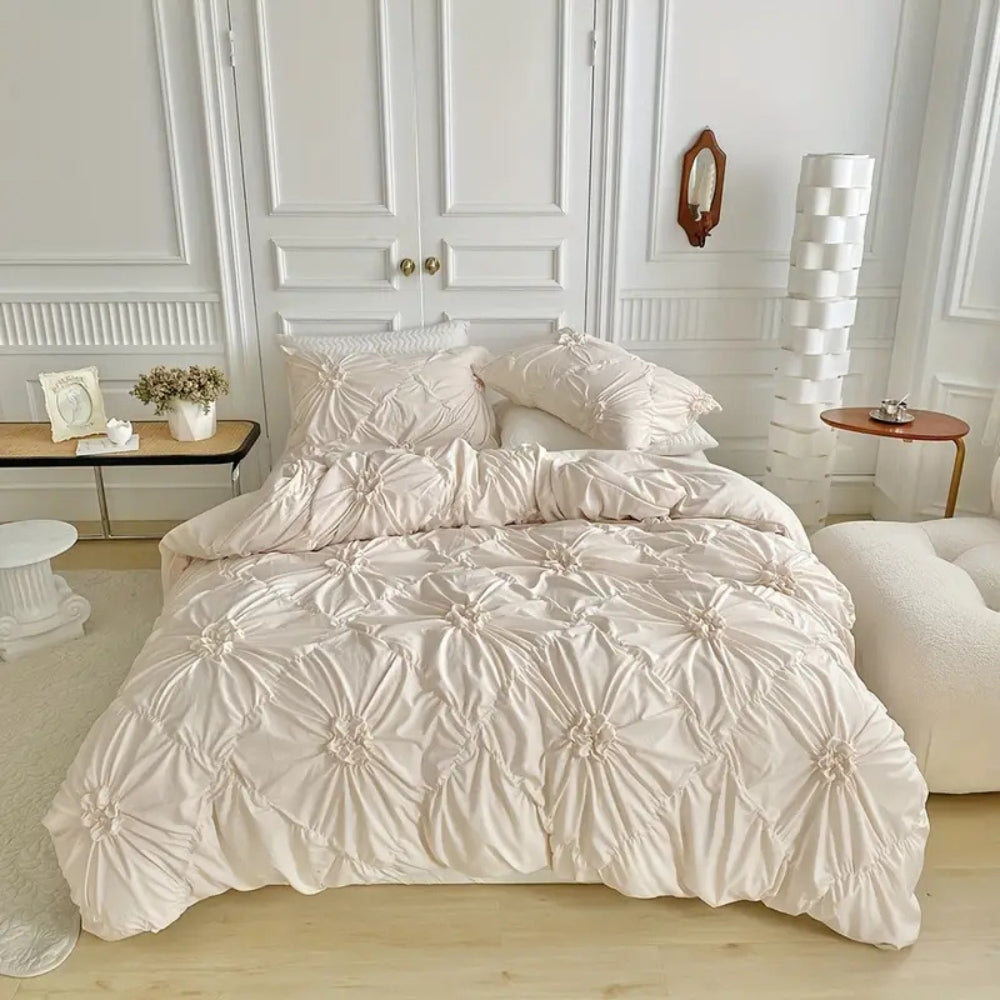 Bettwäsche-Set mit Falten und floralem Design