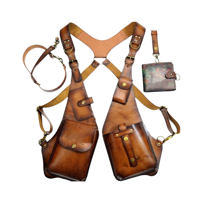 Mittelalterliche Steampunk-Retro-Schultertasche mit Schultergurt