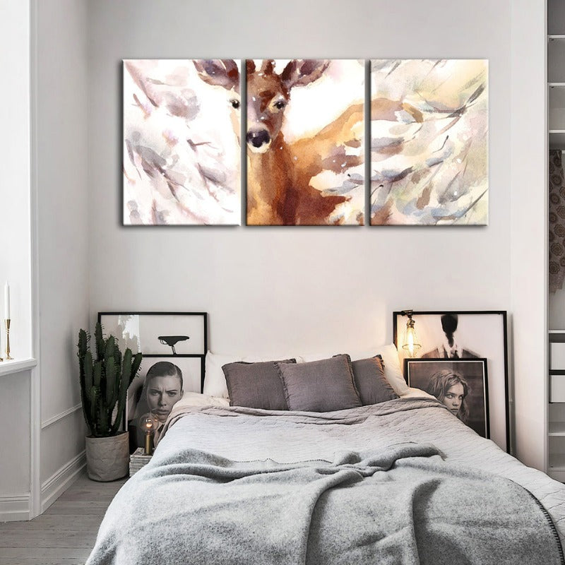 Junges, elegantes Reh – Leinwandbild, 3-teilig