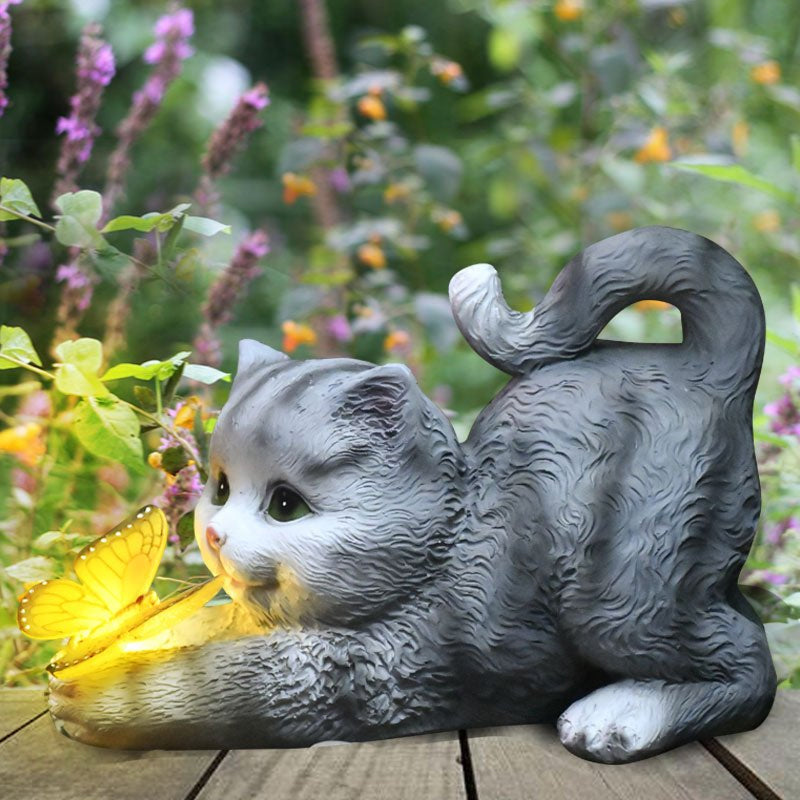Brehn | Katze & Schmetterling Solarlicht Garten Dekor