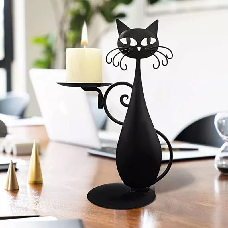 Brehn | Schwarze Katze Kerzenhalter