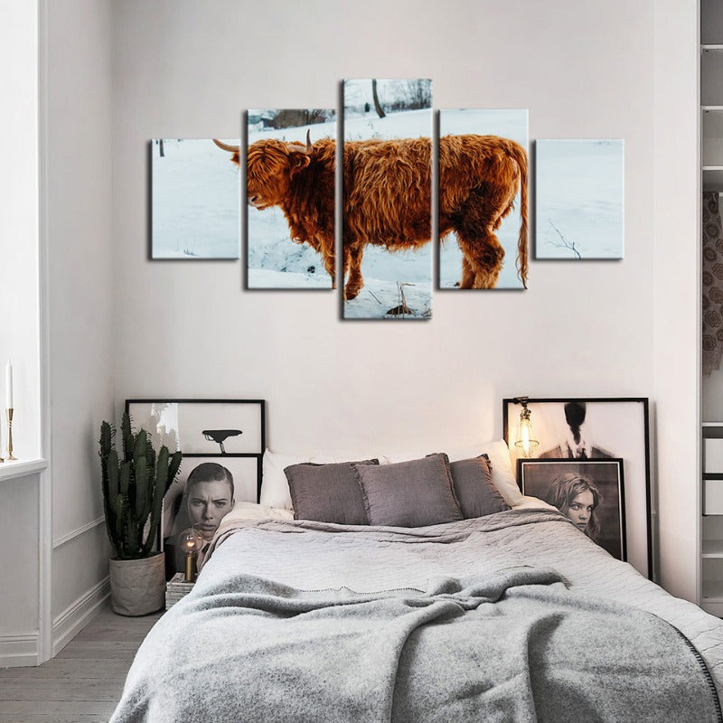 5-teilige Curly Haired Cow - Leinwand Wandkunst Gemälde