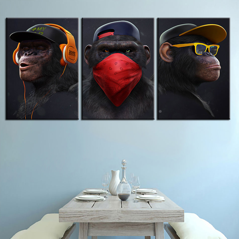 Monkey Crew 3 Teile - Leinwand Wandkunst Gemälde