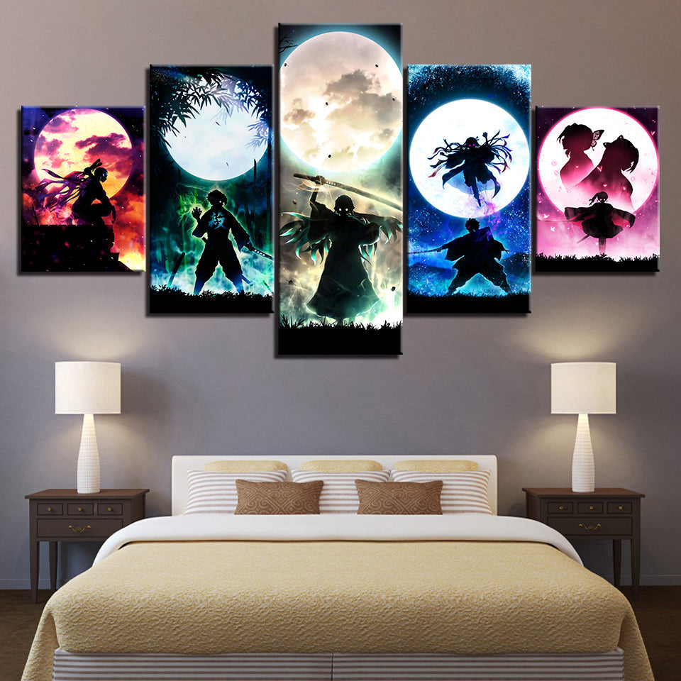 Demon Slayer - 5-teilige Leinwand Wandkunst Malerei - Atemberaubendes, von Anime inspiriertes Design
