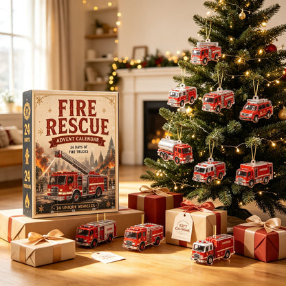 Weihnachts-Adventskalender mit Fahrzeug-Anhängern