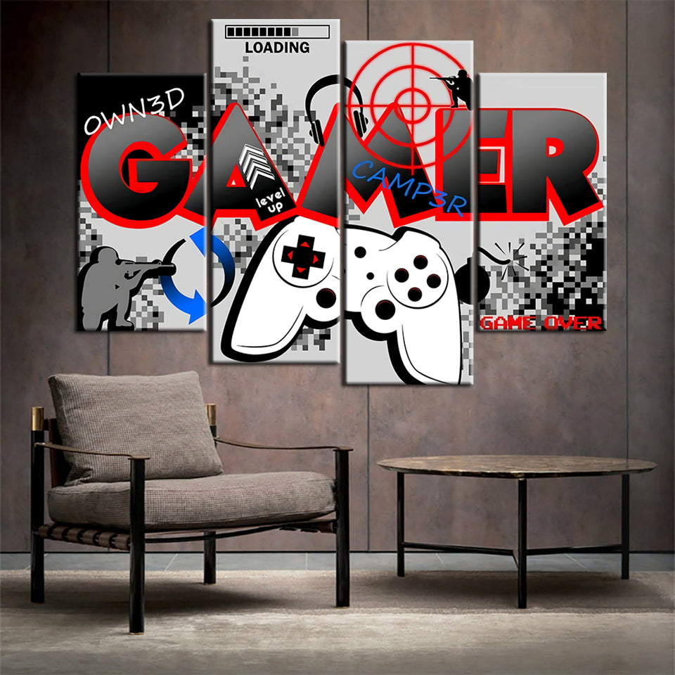 Gamer Board 4 Stück - Leinwand Wandkunst Malerei
