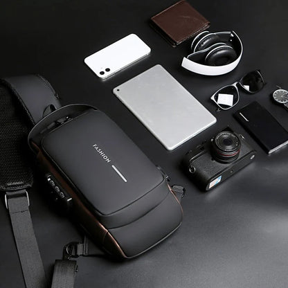Brehn | USB-Ladesport-Sling Anti-Diebstahl-Umhängetasche