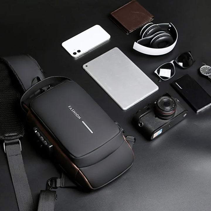 Brehn | USB-Ladesport-Sling Anti-Diebstahl-Umhängetasche