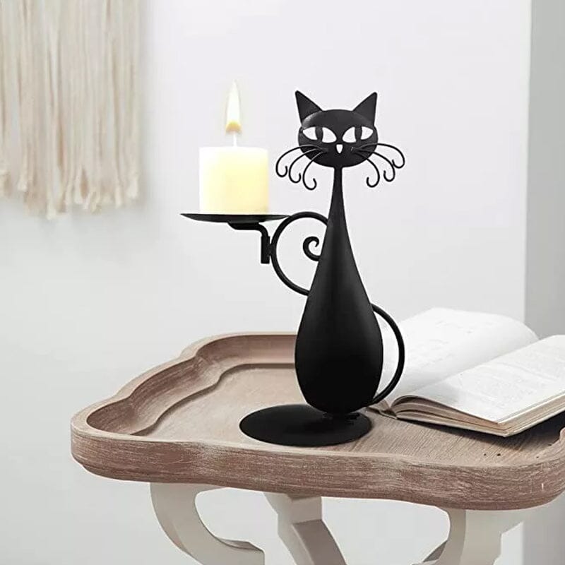 Brehn | Schwarze Katze Kerzenhalter
