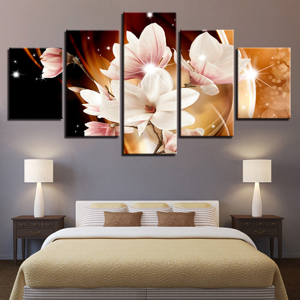 Deep Magnolias 5 Teile - Leinwand Wandkunst Gemälde