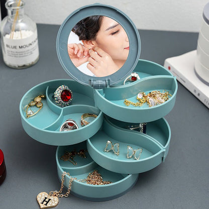 Brehn | Schmuckbox - 360° drehbare Aufbewahrungsbox für Schmuck, maximaler Schutz und Organisation