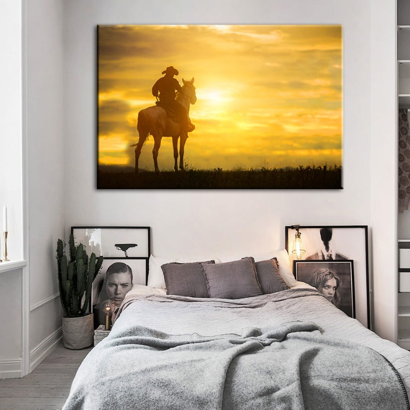 Ein Cowboy und sein Pferd - Canvas Wandkunst Gemälde