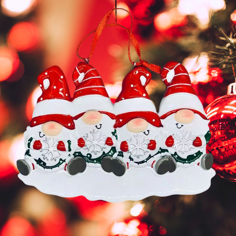 Brehn | 4 Namen-Anpassbare Familien-Weihnachts Weihnachtsbaumdekoration Ornament mit Namen-Zwerge Familie