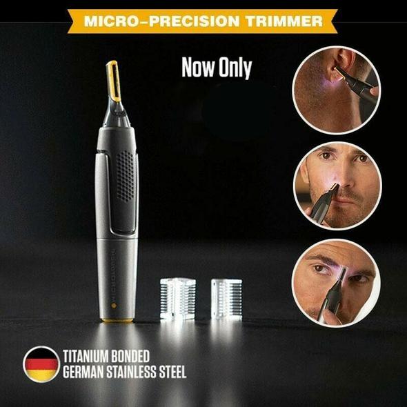 Brehn | Professional Ultradünner Präzisionstrimmer | Titan-Edelstahl-Klingen | Integriertes LED-Licht | Mikro-Oszillations-Technologie | Für Nase, Ohren & Konturen