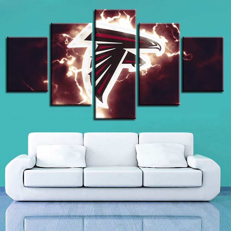 Elektrisches Atlanta Falcons Logo 5 Teile - Leinwand Wandkunst Malerei