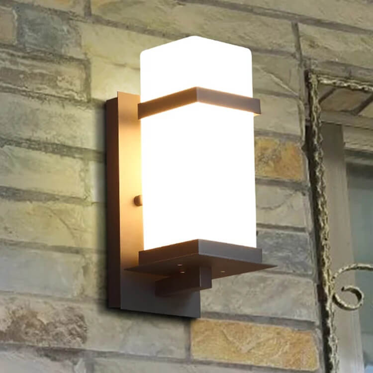 Moderne chinesische quadratische Außen wasserdichte 1-Licht Wandleuchte | Brehn