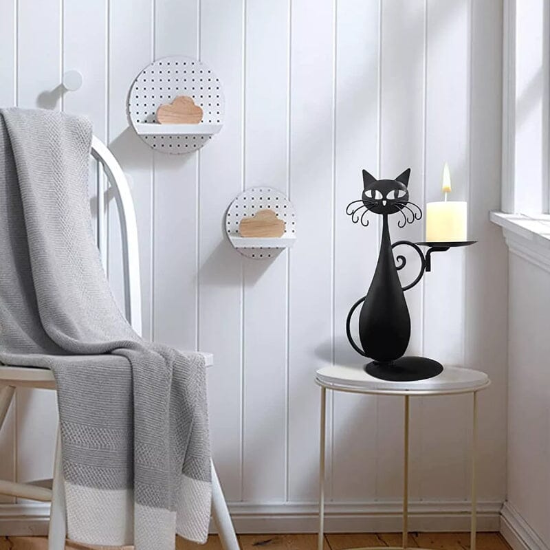 Brehn | Schwarze Katze Kerzenhalter