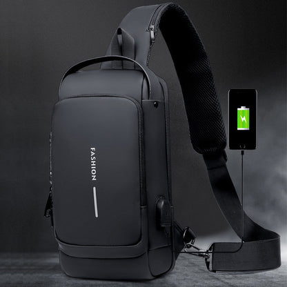 Brehn | USB-Ladesport-Sling Anti-Diebstahl-Umhängetasche
