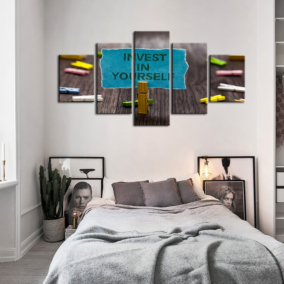 Investiere in dich selbst 5 Teile - Leinwand Wandkunst Malerei