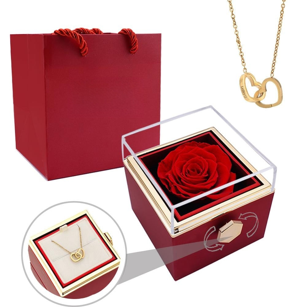 Brehn | [Ideales Geschenk] Ewige Rosenbox - Mit gravierter Halskette & künstlicher Rose