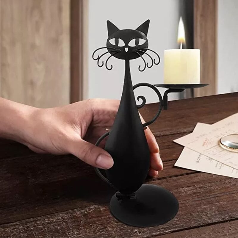 Brehn | Schwarze Katze Kerzenhalter