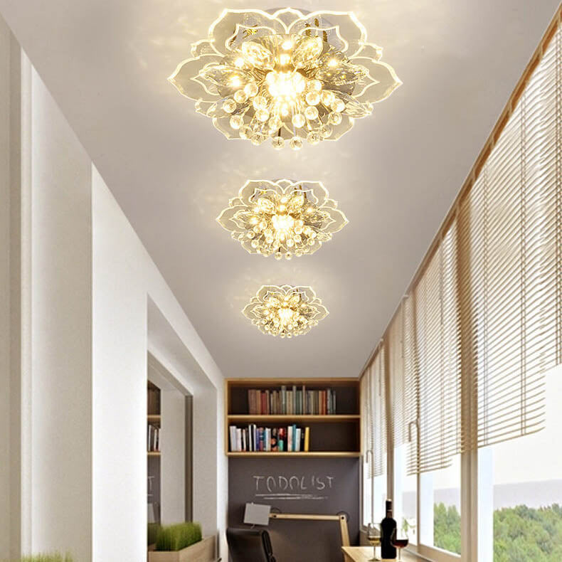 Brehn | GlowPetal LED Kristall Deckenleuchte | Blumenförmig | Modernes Design | Energiesparend | Dekorative Beleuchtung