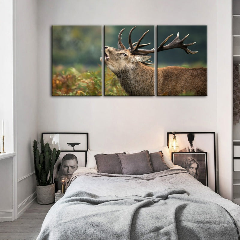 Blöken Elk - Leinwand Wandkunst Malerei 3 Teile