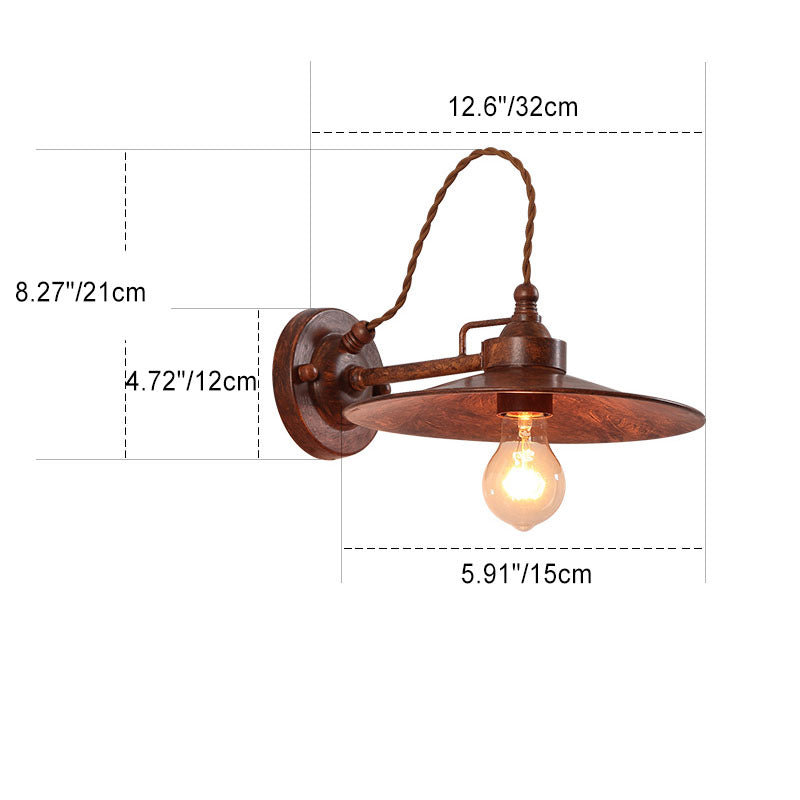 Zeitgenössische industrielle wasserdichte Metallplatten-Schüssel 1-Licht Wandleuchte Lampe für Außenpatio | Brehn