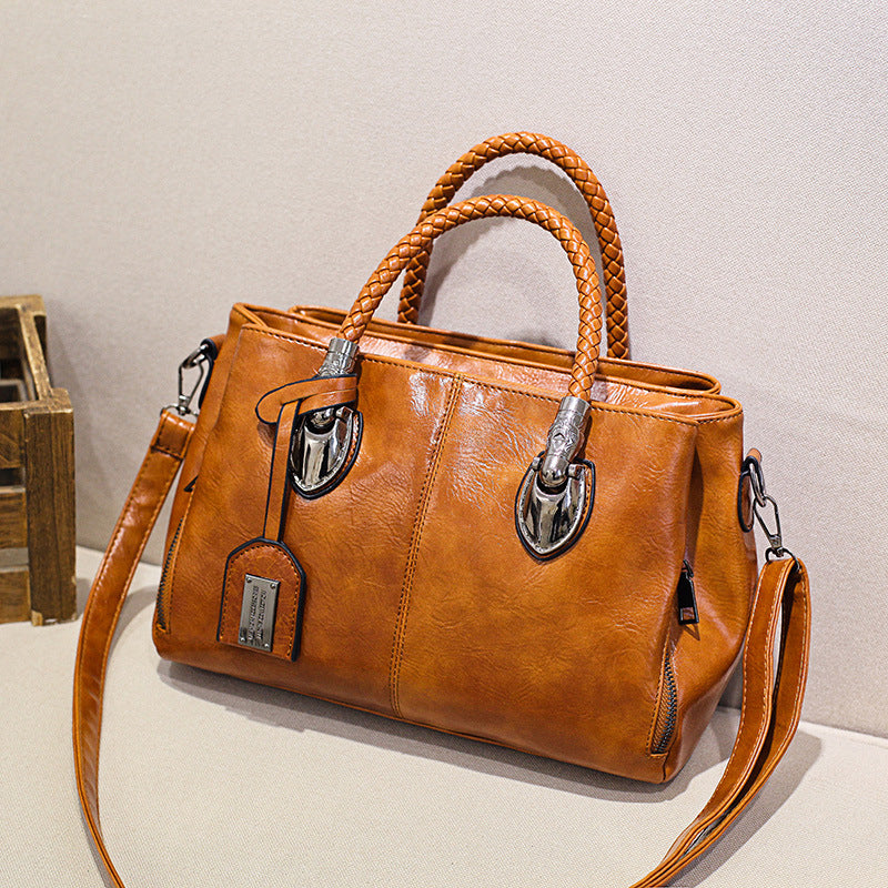 Brehn | Neue Handtaschen aus Ölwachsleder Boston, große Tragetasche aus weichem Leder