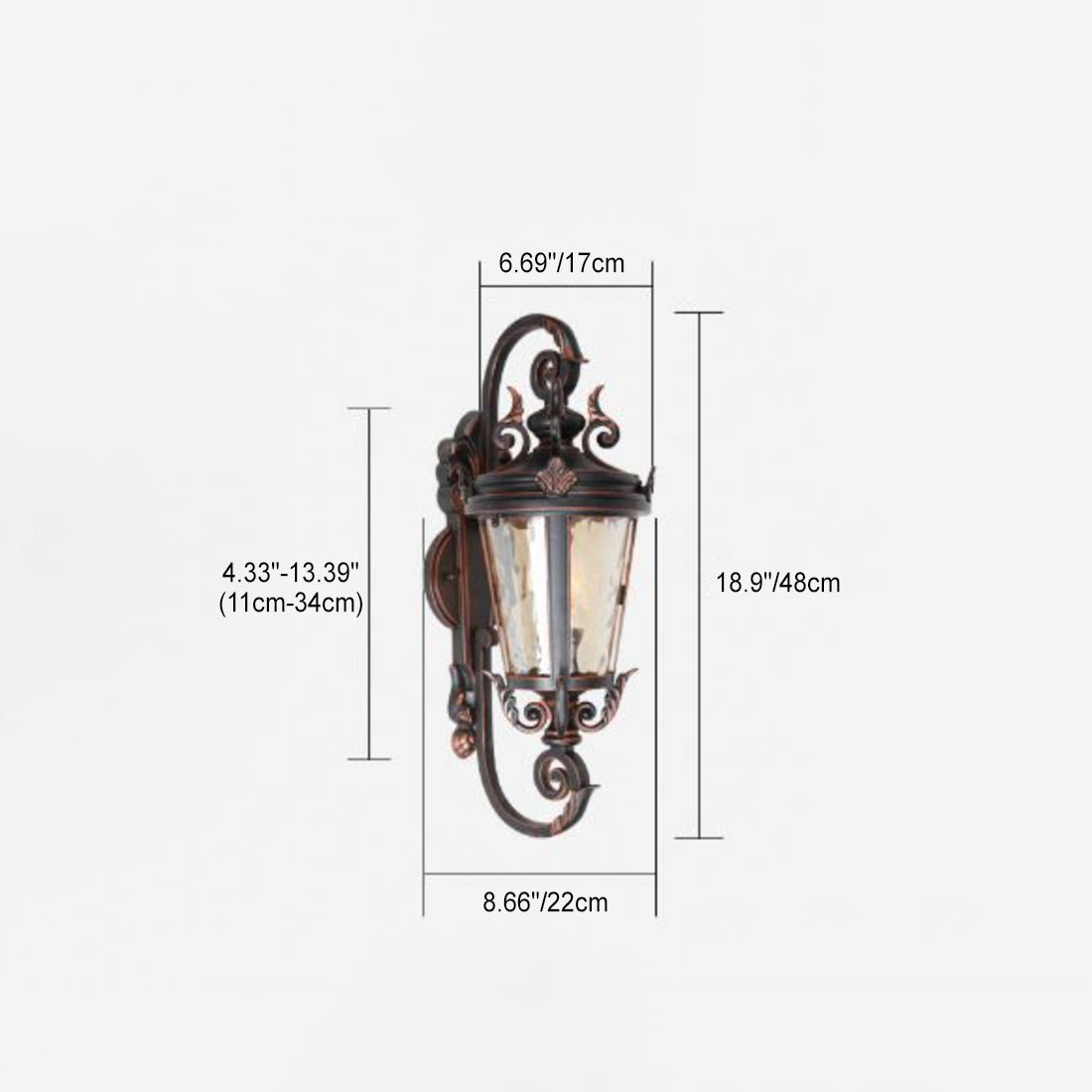 Traditionelle europäische wasserdichte Aluminium-Glas-Zylinder 1-Licht Wandleuchte für den Außenbereich | Brehn
