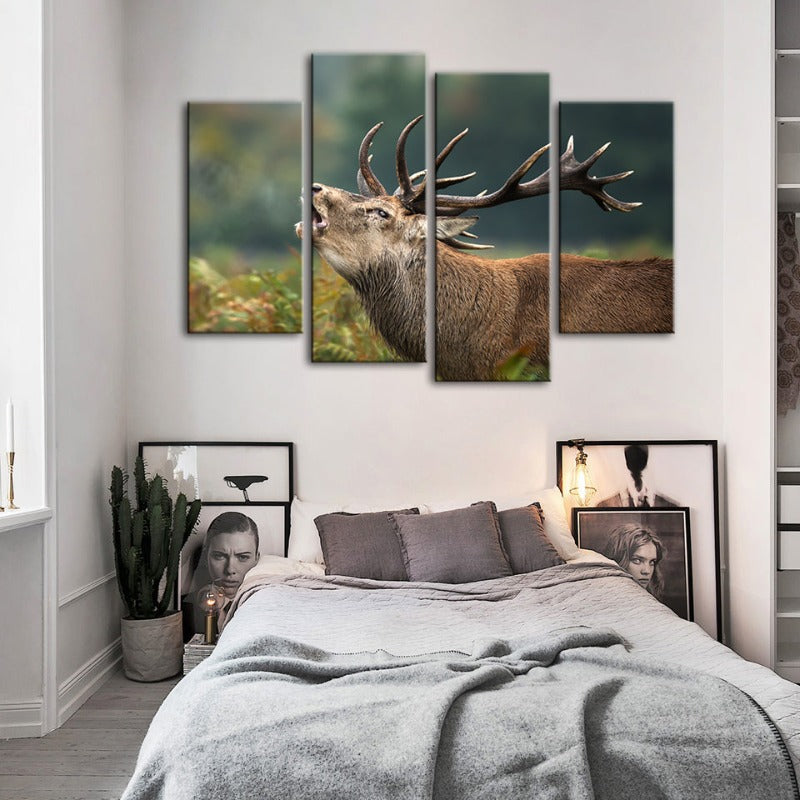 4 Stück Blökende Elch - Leinwand Wandkunst Malerei | Brehn