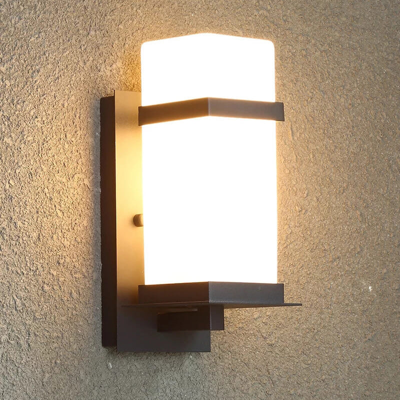 Moderne chinesische quadratische Außen wasserdichte 1-Licht Wandleuchte | Brehn