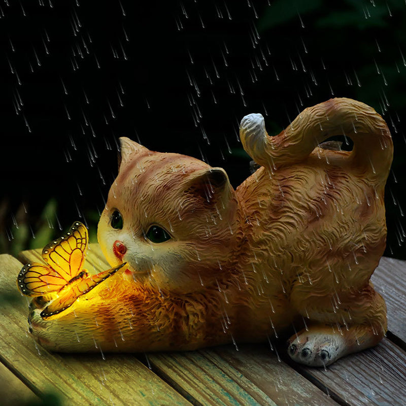 Brehn | Katze & Schmetterling Solarlicht Garten Dekor