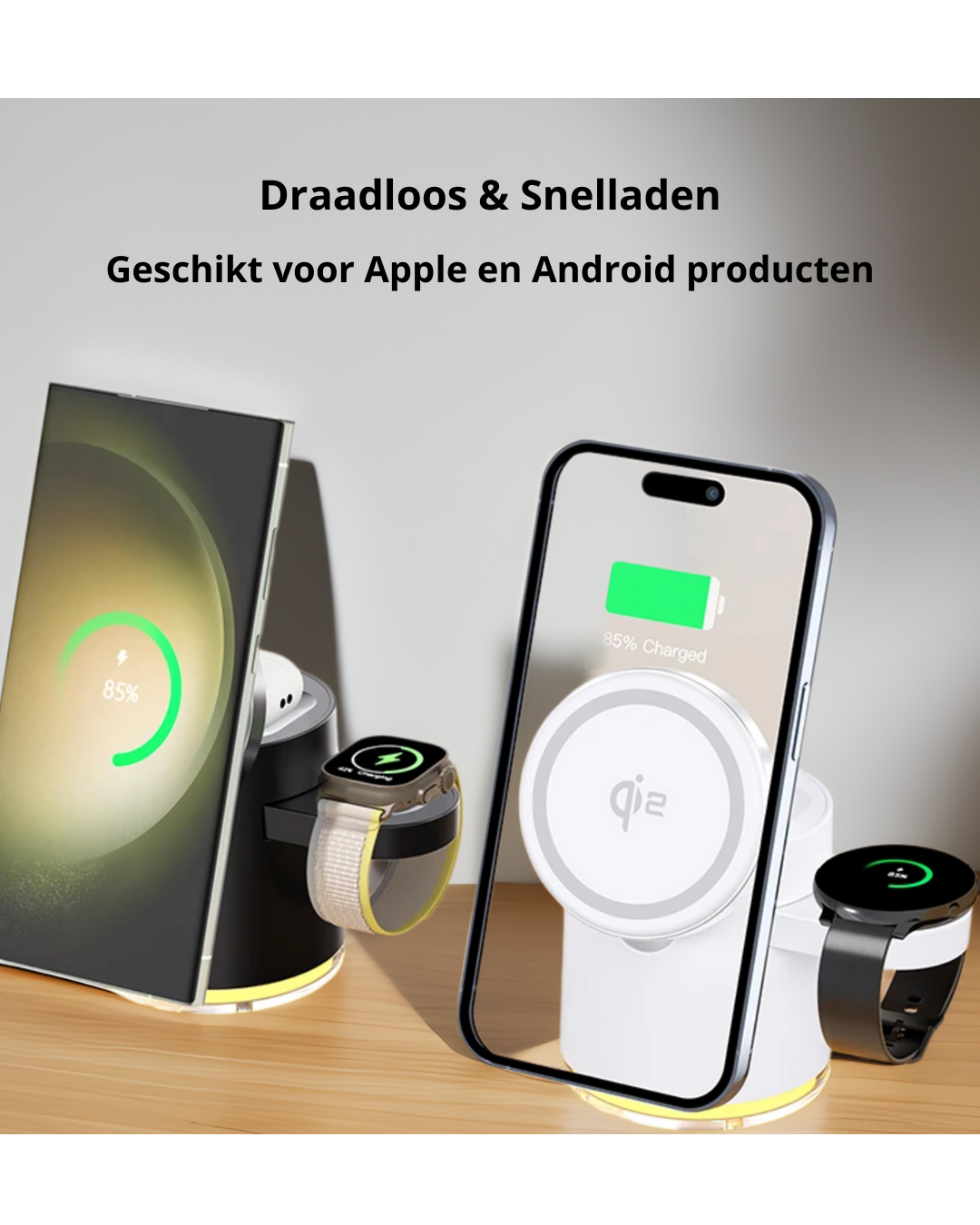 Brehn | LuxDock Elite Charging Station | Luxurious All-in-One Solution for Apple and Android Devices