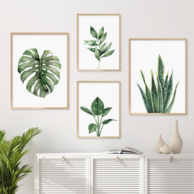 Grüne Blatt Tropische Botanische Aquarell Poster