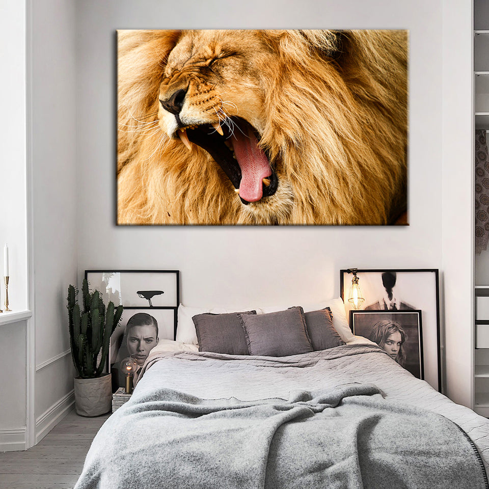 Wütender Löwe Brüllen - Leinwand Wandkunst Malerei