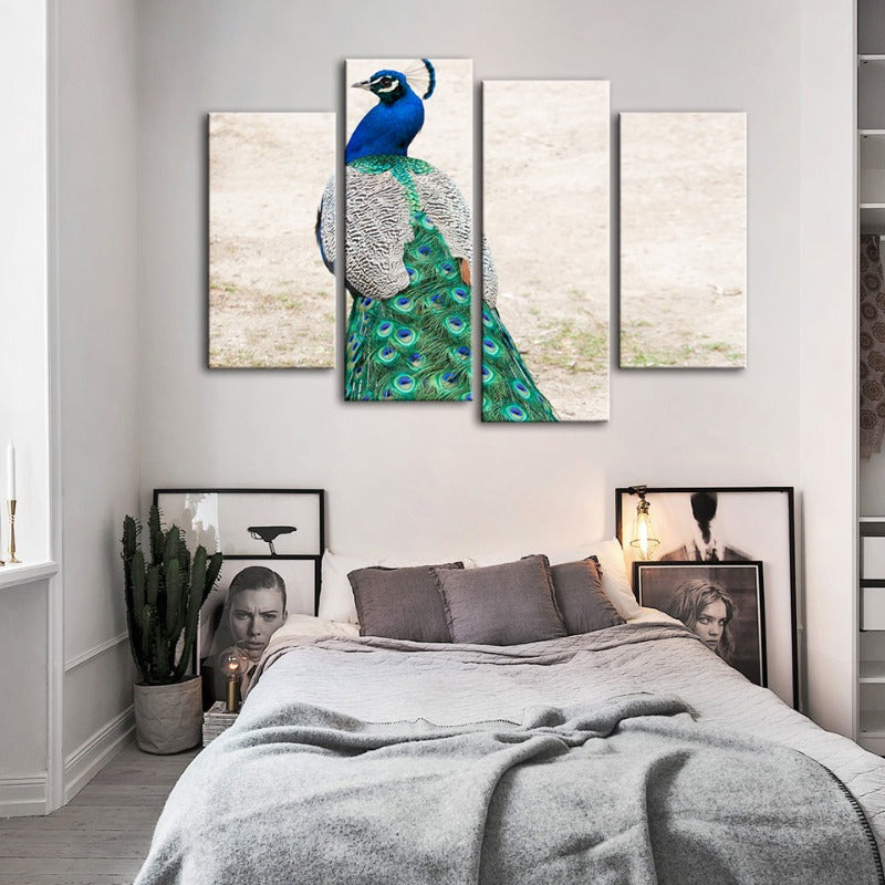4-teilige Rock Elegante Pfau - Leinwand Wandkunst Malerei