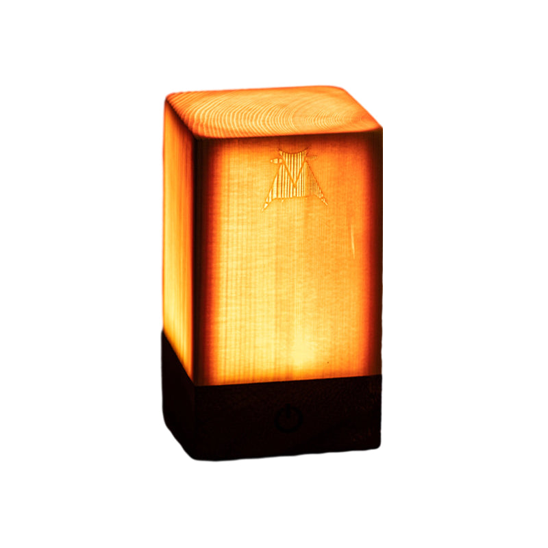 Drahtlose LED-Tischlampe mit Touch-Steuerung | Wiederaufladbarer Akku | Holzmaserung Design | Einstellbare Helligkeit | Brehn