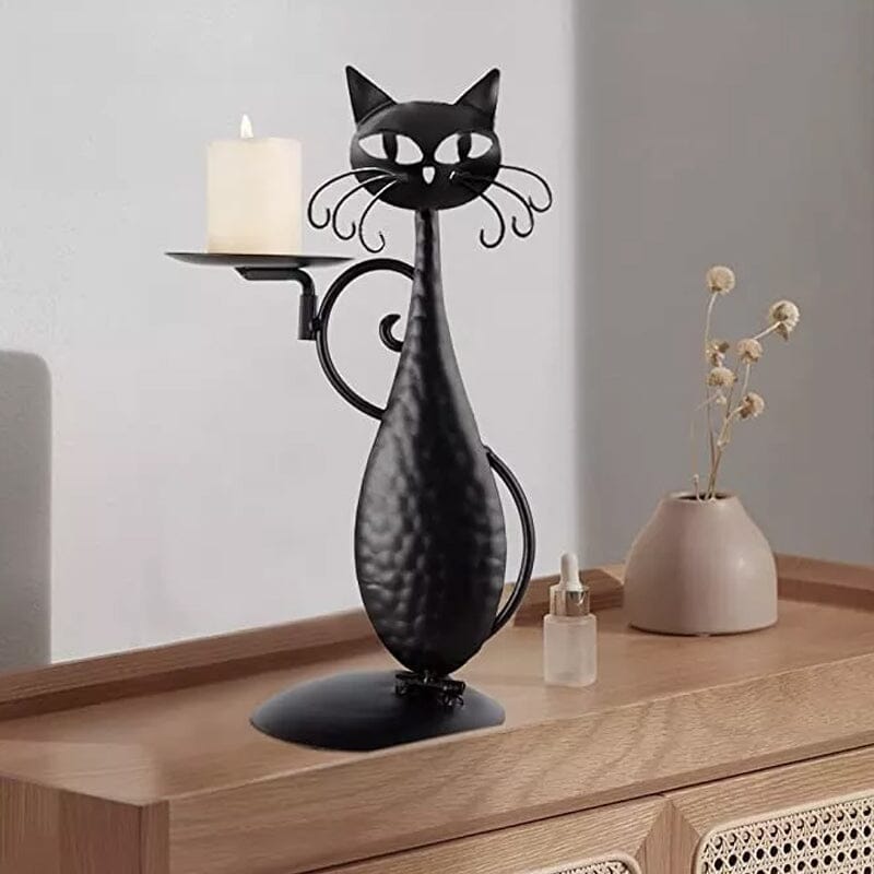 Brehn | Schwarze Katze Kerzenhalter
