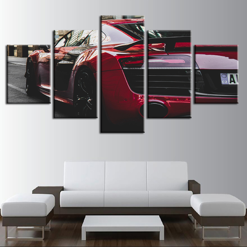 5 Stück - Roter Klassiker - Leinwand Wandkunst Gemälde