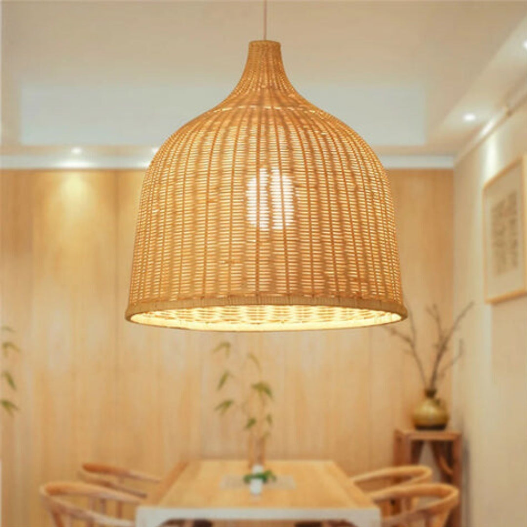 RusticGlow - Geflochtene Rattan Pendelleuchte Brehn