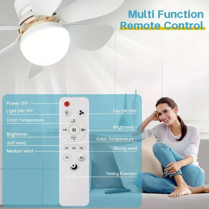 2-in-1 LED-Deckenventilatorlicht mit Fernbedienung, E27/B22-Basis | Brehn