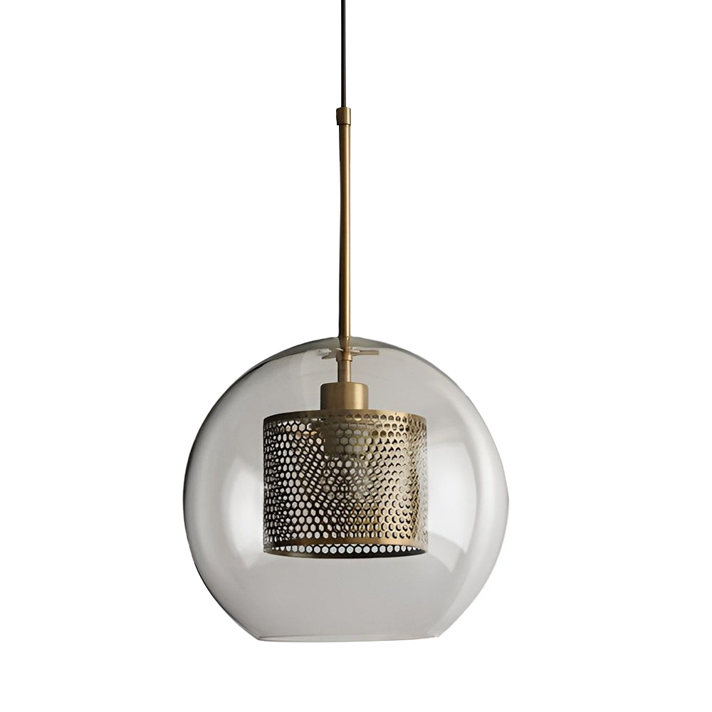 Vintage Industrie Hängelampe mit rundem Glas und Gold – LED Pendelleuchte für Esszimmer und Wohnzimmer | Brehn