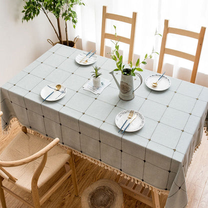 Wasserfeste, ölabweisende, rechteckige Tischdecke aus Baumwoll-Leinen-Mischgewebe, knitterfrei, für Küche, Esszimmer, Buffet und Party
