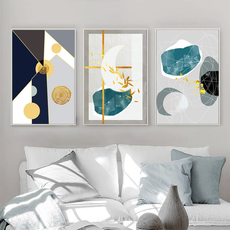 Geometrische Farbenfrohe Designs - Leinwand Wandkunst Malerei
