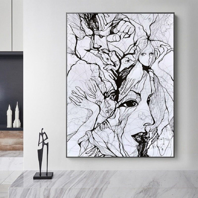 Ink Figure Gesicht - Leinwand Wandkunst Gemälde